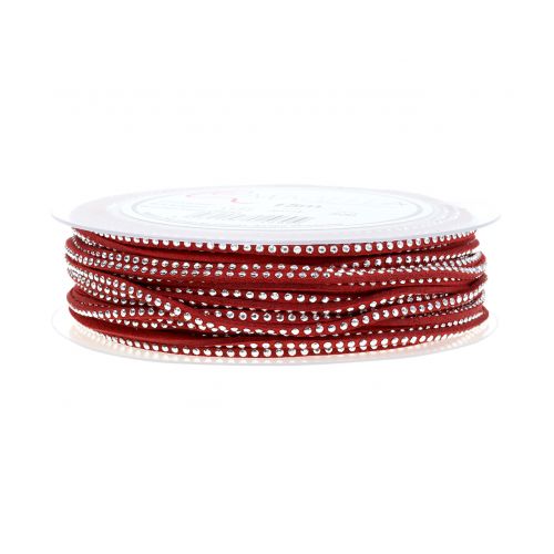 Artículo Correa de cuero Cable de cinta roja con remaches 3mm 15m