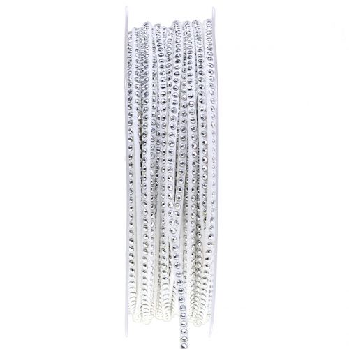 Floristik24 Correa de cuero Cable de cinta blanca con remaches 3mm 15m