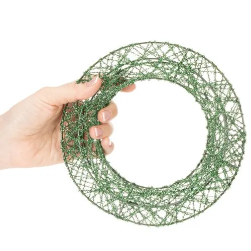 Corona decorativa de malla metálica verde para proyectos de bricolaje, 19 cm, 2 piezas | Floristik24.es
