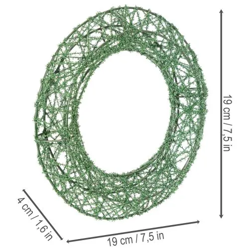 Corona decorativa de malla metálica verde para proyectos de bricolaje, 19 cm, 2 piezas | Floristik24.es