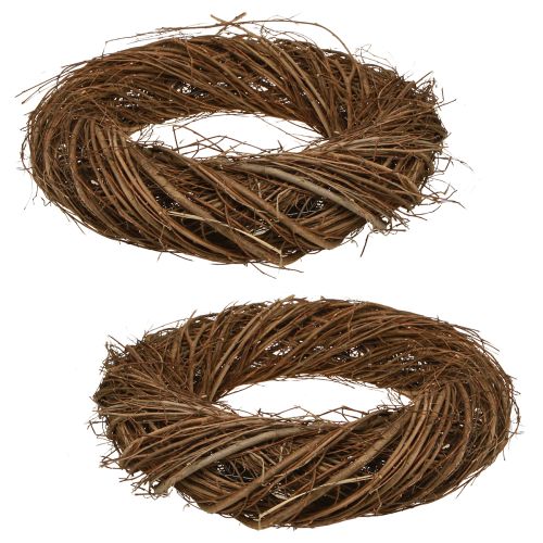 Floristik24 Corona decorativa ramas de olmo natural Ø32cm–35cm H6.5cm 2ud