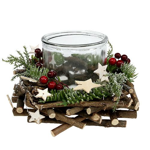 Floristik24 Corona decorativa con vela de cristal Ø20cm