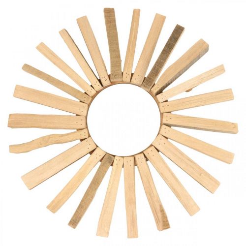 Artículo Guirnalda decorativa corona de madera motivo sol rústico vintage Ø40cm