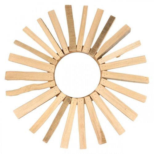 Guirnalda decorativa corona de madera motivo sol rústico vintage Ø40cm