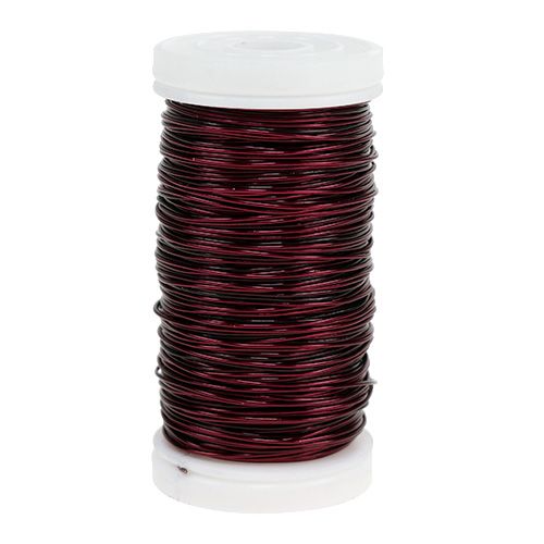 Floristik24 Alambre Esmaltado Deco Vino Tinto Ø0.50mm 50m 100g