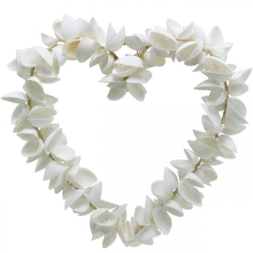 Floristik24 Corazón de concha marina, decoración marítima de San Valentín, corazón decorativo hecho de conchas, decoración marina 34×34cm