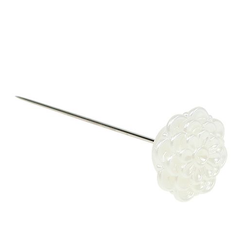 Floristik24 Alfiler decorativo flor blanco Ø2cm H6cm 24 piezas