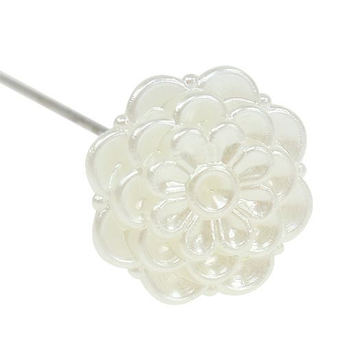 Floristik24 Alfiler decorativo flor blanco Ø2cm H6cm 24 piezas
