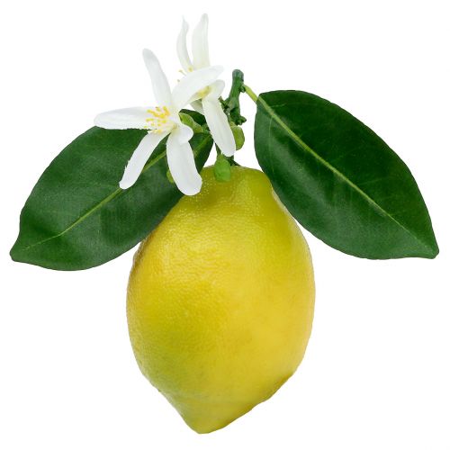 Fruta decorativa, limones con hojas amarillas 9,5cm 4uds
