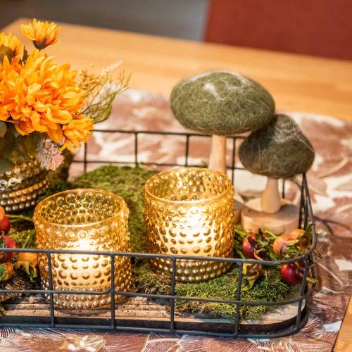 Floristik24 Madera de seta decorativa / fieltro verde 8cm - 15cm 4pcs