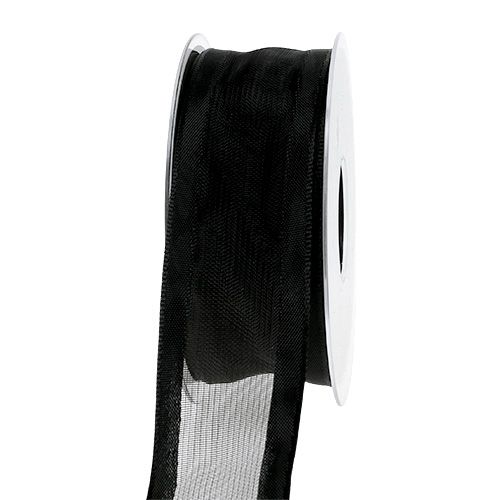 Floristik24 Cinta decorativa negra 40mm 25m