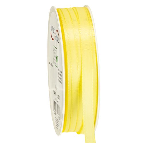 Cinta decorativa de tafetán, cinta de regalo, color amarillo claro, 10 mm, 50 m