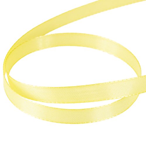 Artículo Cinta decorativa de tafetán, cinta de regalo, color amarillo claro, 10 mm, 50 m