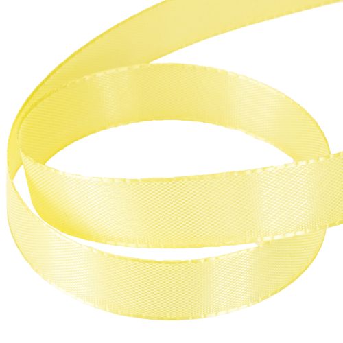 Artículo Cinta decorativa de tafetán, cinta de regalo, color amarillo claro, 15 mm, 50 m
