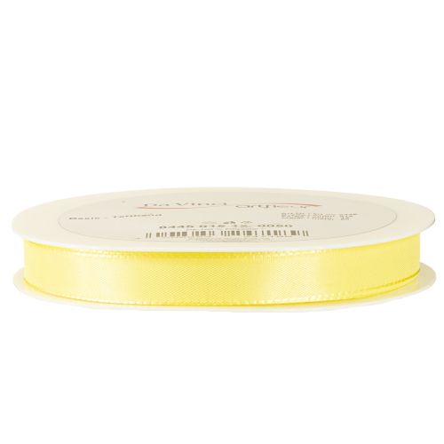 Artículo Cinta decorativa de tafetán, cinta de regalo, color amarillo claro, 15 mm, 50 m