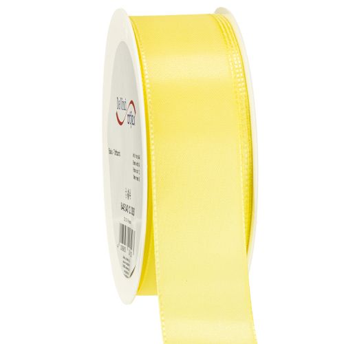 Cinta decorativa de tafetán, cinta de regalo, color amarillo claro, 40 mm, 50 m