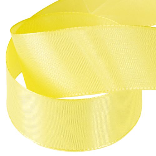 Artículo Cinta decorativa de tafetán, cinta de regalo, color amarillo claro, 40 mm, 50 m