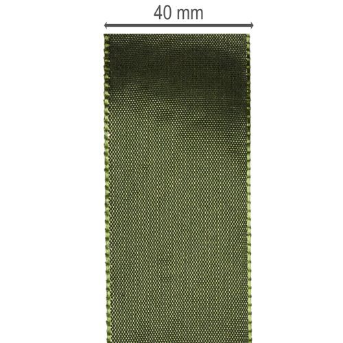 Cinta de satén para envolver regalos, cinta de tafetán, verde, 40 mm de ancho, 5 m de largo | Floristik24.es