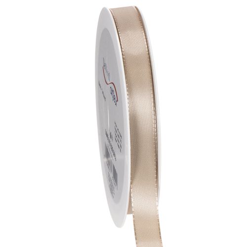 Cinta decorativa, cinta de satén, cinta de tafetán, beige, 15 mm, 50 m