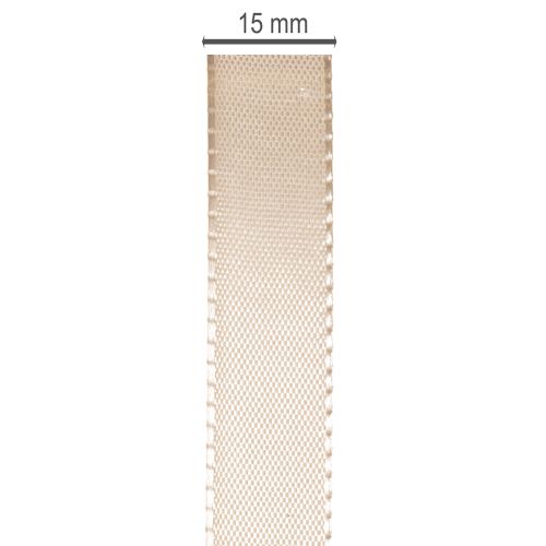 Cinta decorativa, cinta de satén, cinta de tafetán, beige, 15 mm, 50 m | Floristik24.es