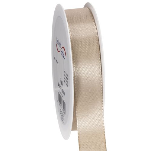 Cinta decorativa de tafetán satinado beige de 25 mm y 50 m.