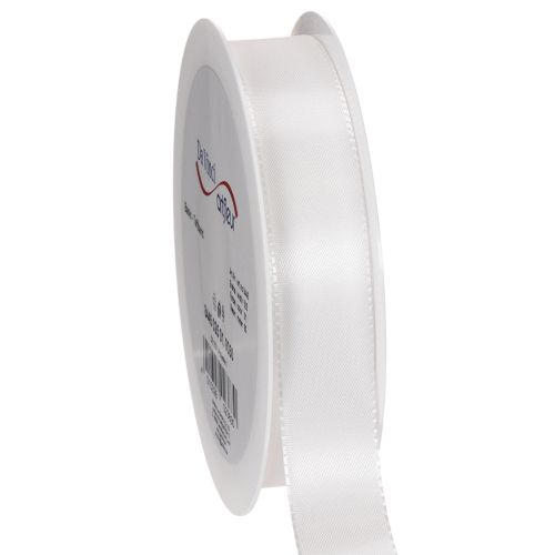 Cinta decorativa de tafetán, blanca, 25 mm de ancho, 50 m de largo. comprar | Floristik24.es