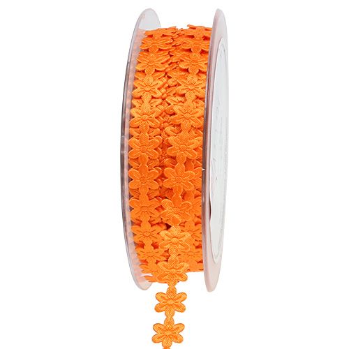 Floristik24 Cinta decorativa con flor 1cm naranja 20m