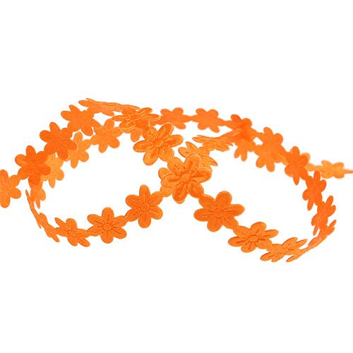 Floristik24 Cinta decorativa con flor 1cm naranja 20m