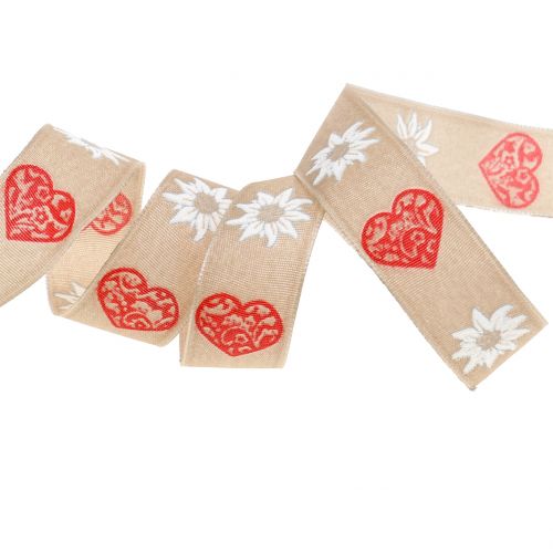 Floristik24 Cinta decorativa con edelweiss nature 25mm 20m