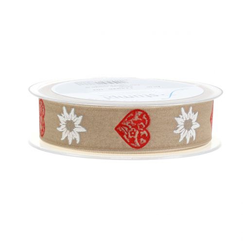 Floristik24 Cinta decorativa con edelweiss nature 25mm 20m