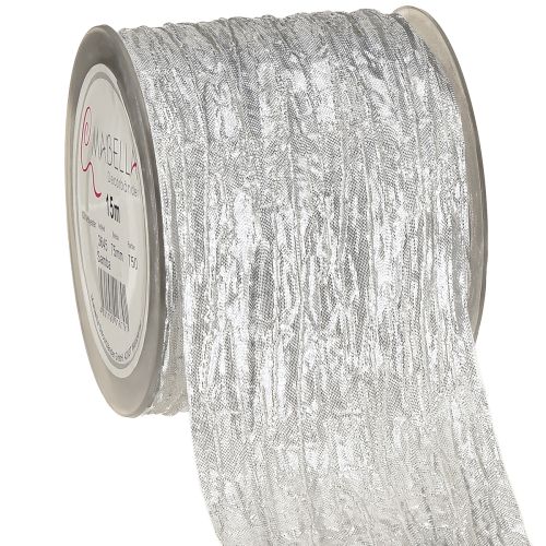 Cinta decorativa para regalo, cinta de mesa, color plata claro, 75 mm, 15 m