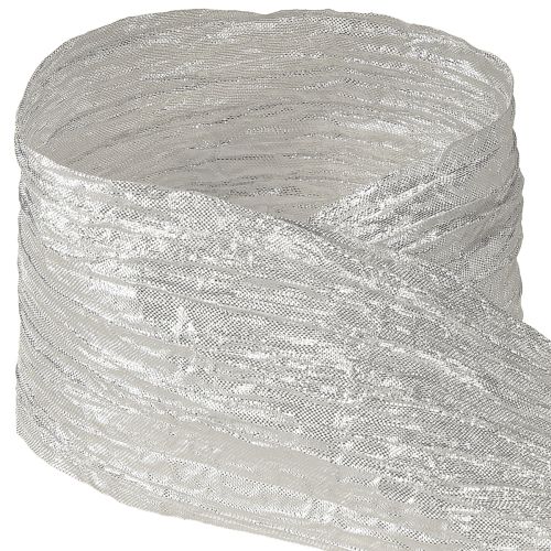 Artículo Cinta decorativa para regalo, cinta de mesa, color plata claro, 75 mm, 15 m