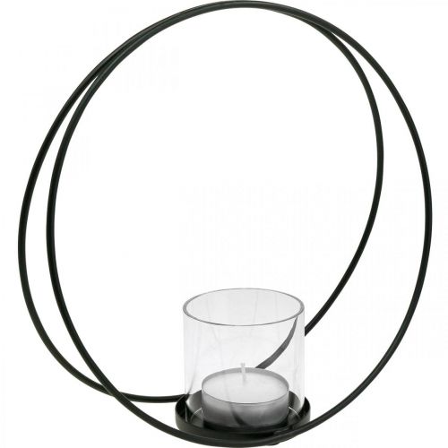 Floristik24 Linterna de anillo decorativa candelabro de metal negro Ø28.5cm