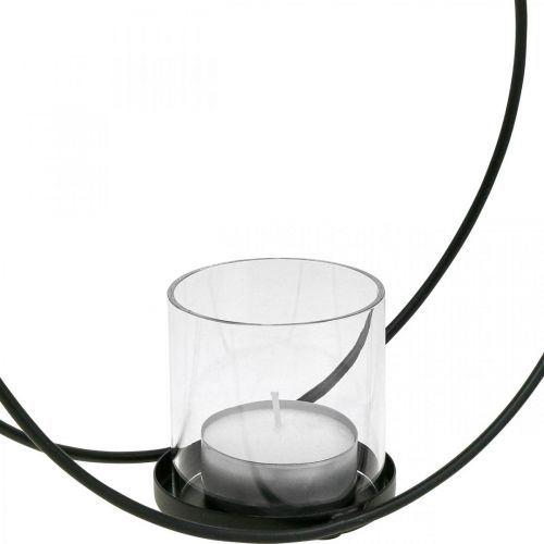 Floristik24 Linterna de anillo decorativa candelabro de metal negro Ø28.5cm