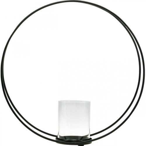 Artículo Linterna de anillo decorativa candelabro de metal negro Ø35cm