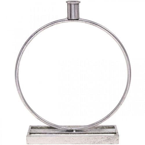 Floristik24 Anillo decorativo portavelas de metal plata envejecida Ø25cm H30.5cm