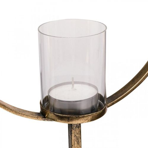 Floristik24 Farol Decorativo Portavelas Metálico Cristal Dorado Ø28cm
