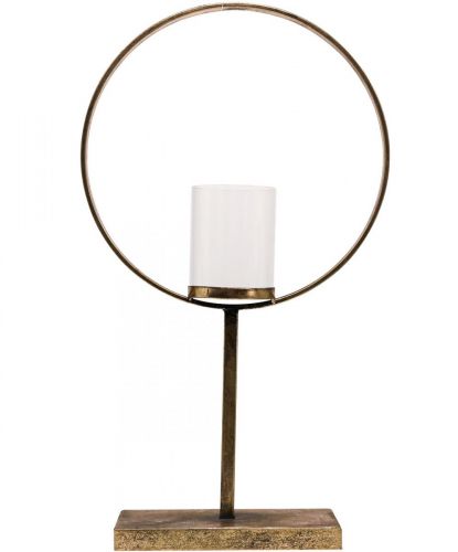 Floristik24 Farol Decorativo Portavelas Metálico Cristal Dorado Ø28cm