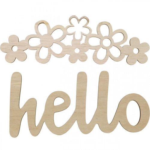 Floristik24 Flores decorativas de madera &quot;Hello&quot; Nature Deco Sign con imán 18/19,5 cm 6 uds.