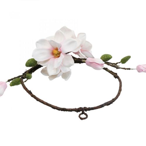 Floristik24 Anillo decorativo magnolia artificial primavera decoración para colgar Ø24cm