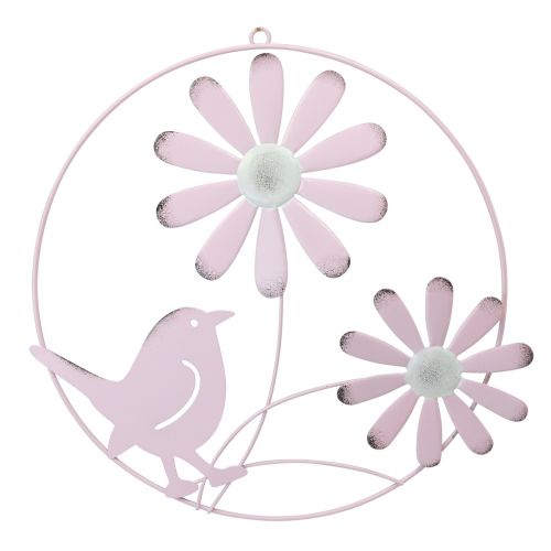 Artículo Anillo decorativo metal colgante decoración flores rosa Ø30cm 2ud