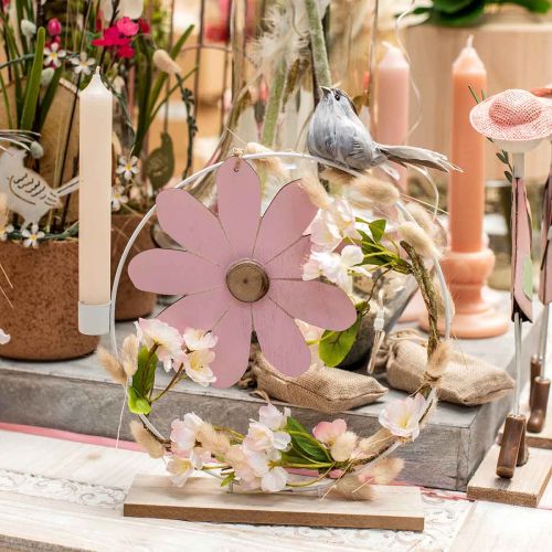 Floristik24 Anillo decorativo con soporte candelabro blanco decoración de mesa de metal Ø23cm