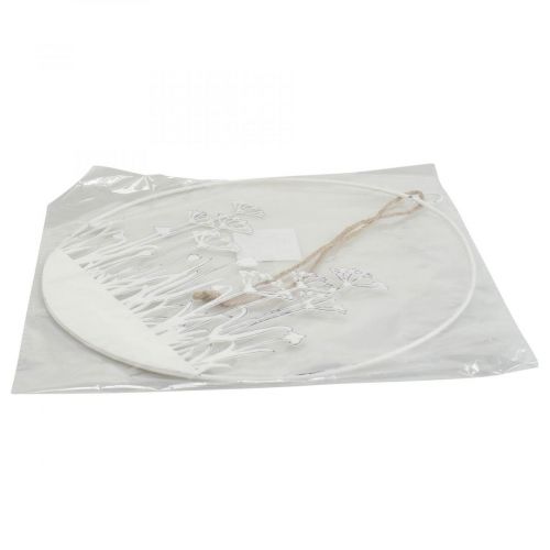 Floristik24 Anillo decorativo de metal blanco decorativo flor pradera decoración primavera Ø22cm