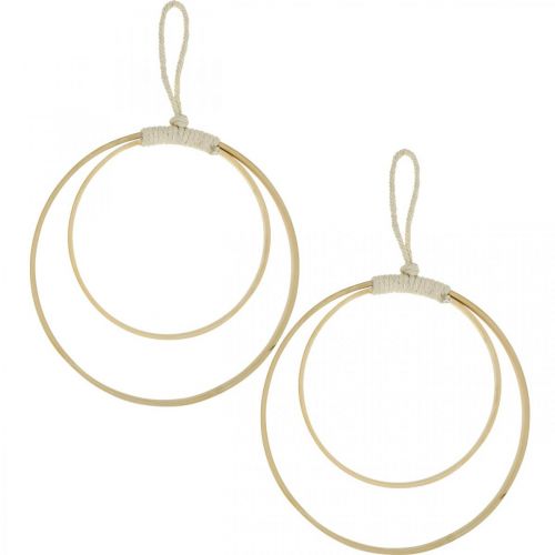 Floristik24 Anilla para colgar, DIY, decoración de ventanas, estilo boho, anilla doble colores naturales Ø20/15cm 4uds