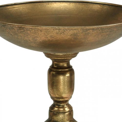 Cuenco decorativo con pie Plato decorativo oro aspecto antiguo Ø28cm H26cm