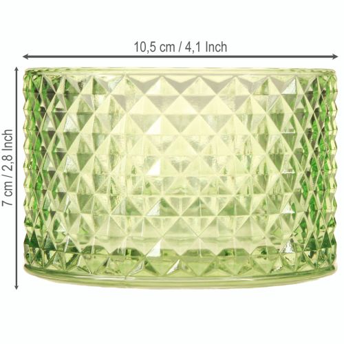 Artículo Portavelas decorativo de cristal verde retro, Ø10,5 cm, 2 unidades