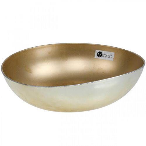 Floristik24 Cuenco decorativo dorado macetero plástico Ø30cm H9cm