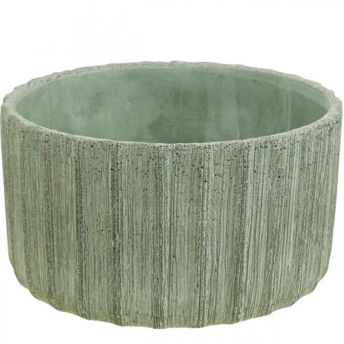 Floristik24 Cuenco decorativo verde cerámica retro rayado Ø20cm H11cm