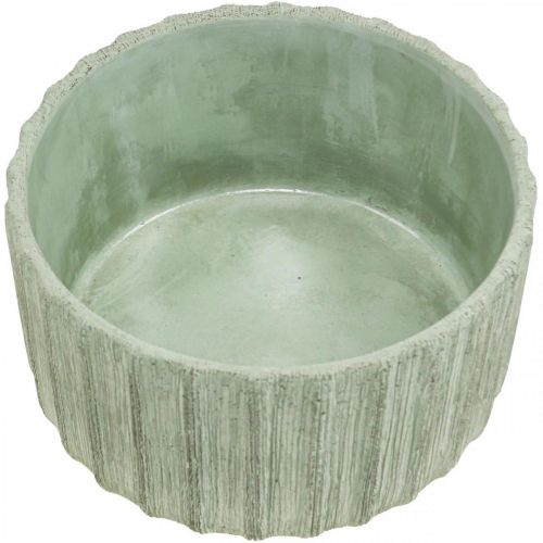 Floristik24 Cuenco decorativo verde cerámica retro rayado Ø20cm H11cm