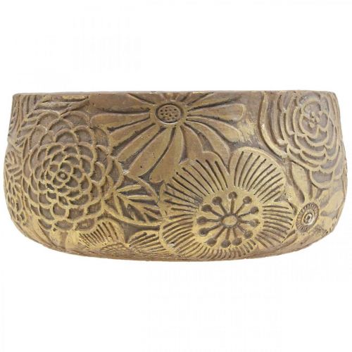 Artículo Cuenco decorativo cerámica flores doradas marrón Ø23.5cm H11.5cm